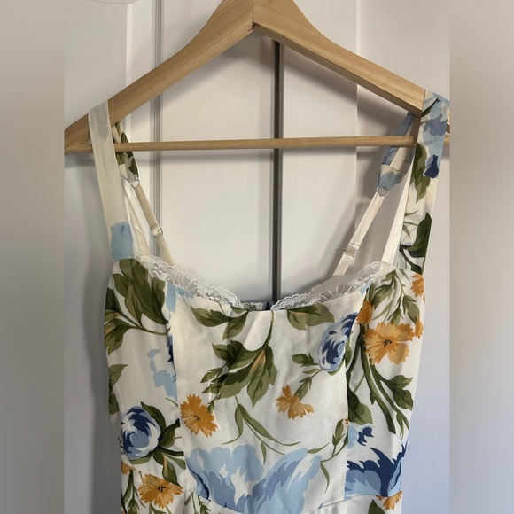 NEW Reformation Irisa Midi Dress in Botanist Cream Blue Green Floral | sz 2 - Picture 11 of 11